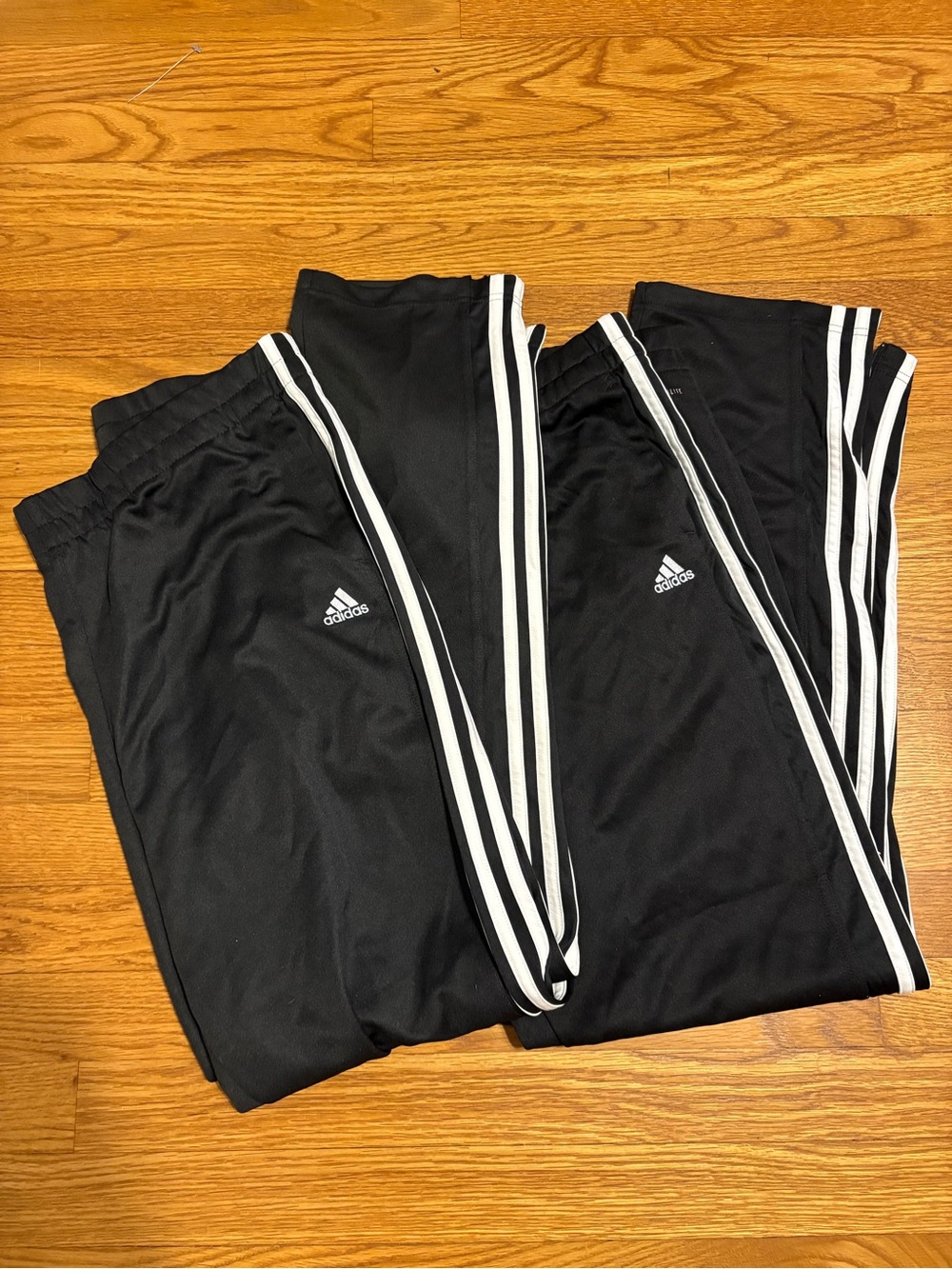 adidas Black Track Pants with White Three-Stripe Detail